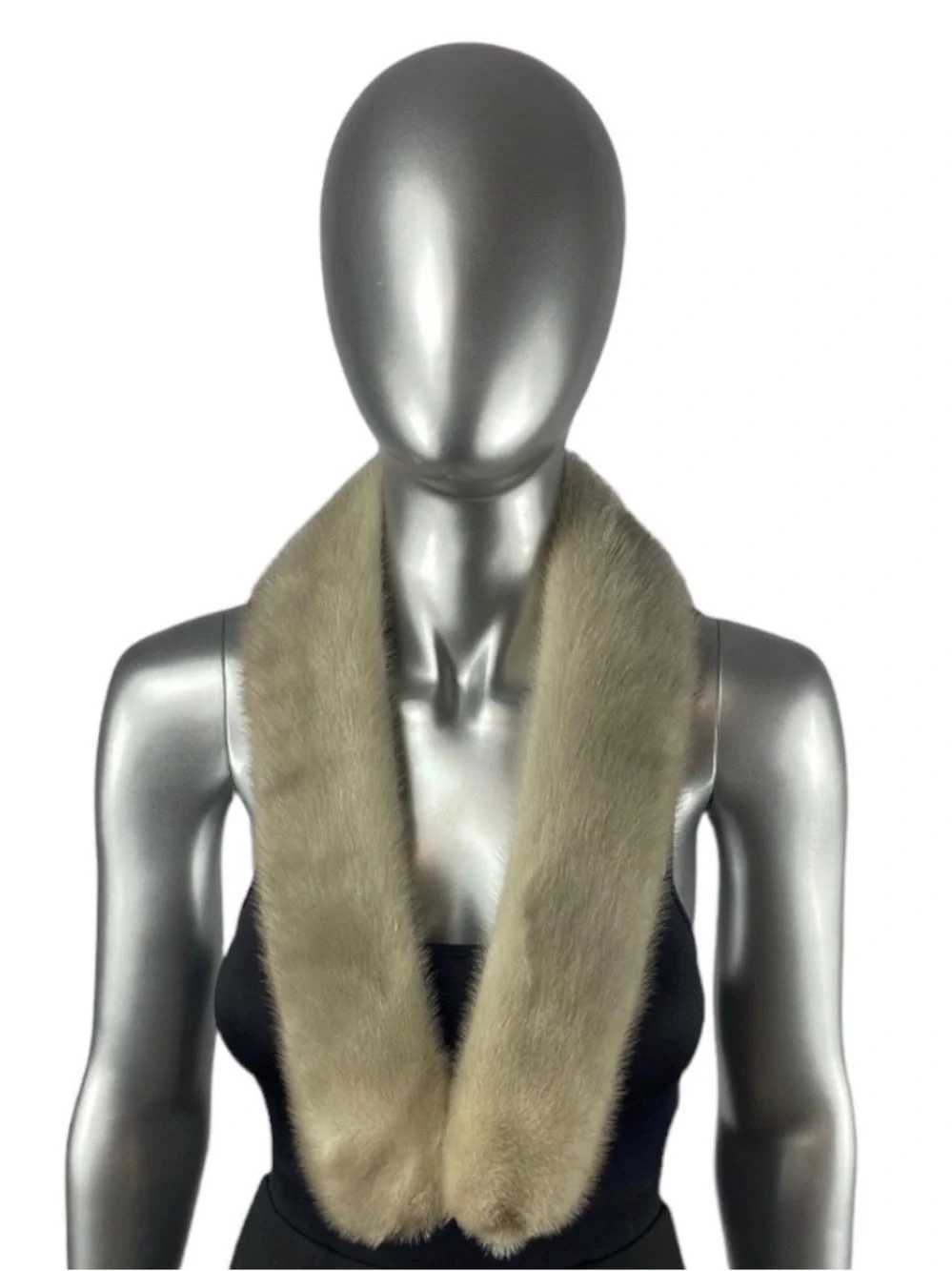 SILVER-GRAY Cerrulean Mink Scarf, 38” L, Certified Vintage Fur